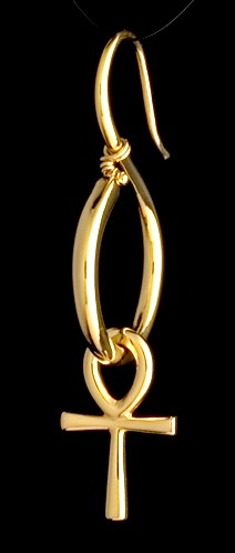 Earring with Small Ankh in 18k gold